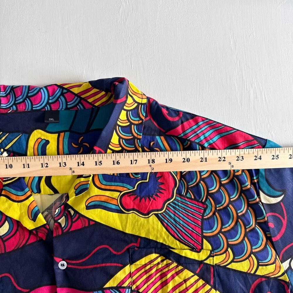 Japanese Koinobori Hawaiian Tropical Shirt Men's Size 3XL 100% Cotton Fish - Picture 4 of 16